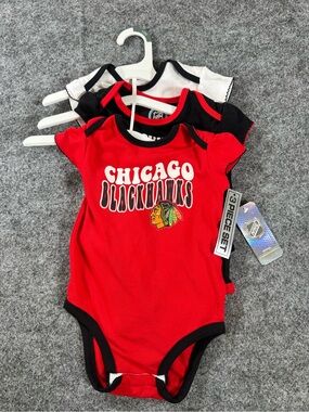 NHL Chicago Blackhawks 18 Months Baby Boy's One-Piece Bodysuit 3pk‎ Set NWT